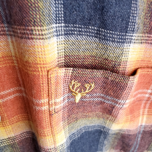 Scott Ellis Men's Orange & Blue Plaid Flannel Button Down Shirt size Med… - Picture 3 of 7